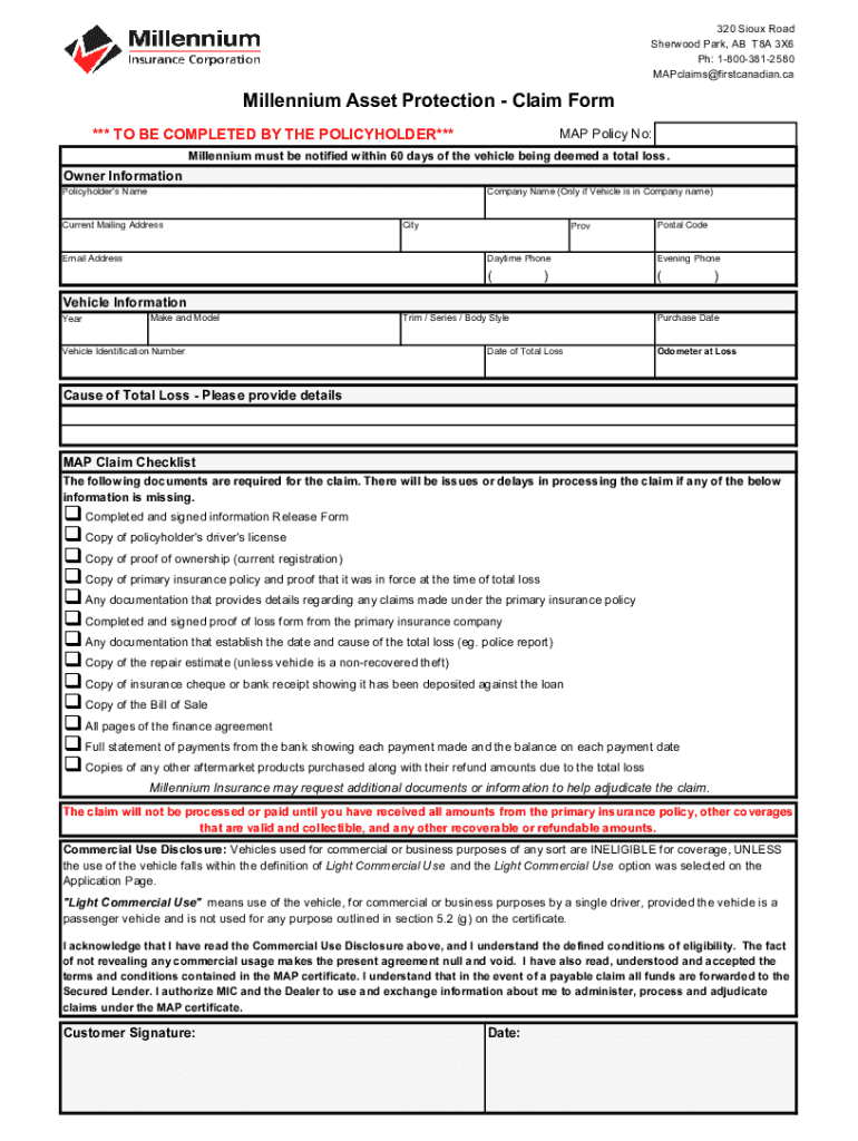 asset protection claim form Preview on Page 1