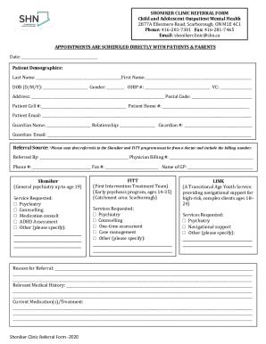 Shoniker Clinic Referral Form - Scarborough Health Network