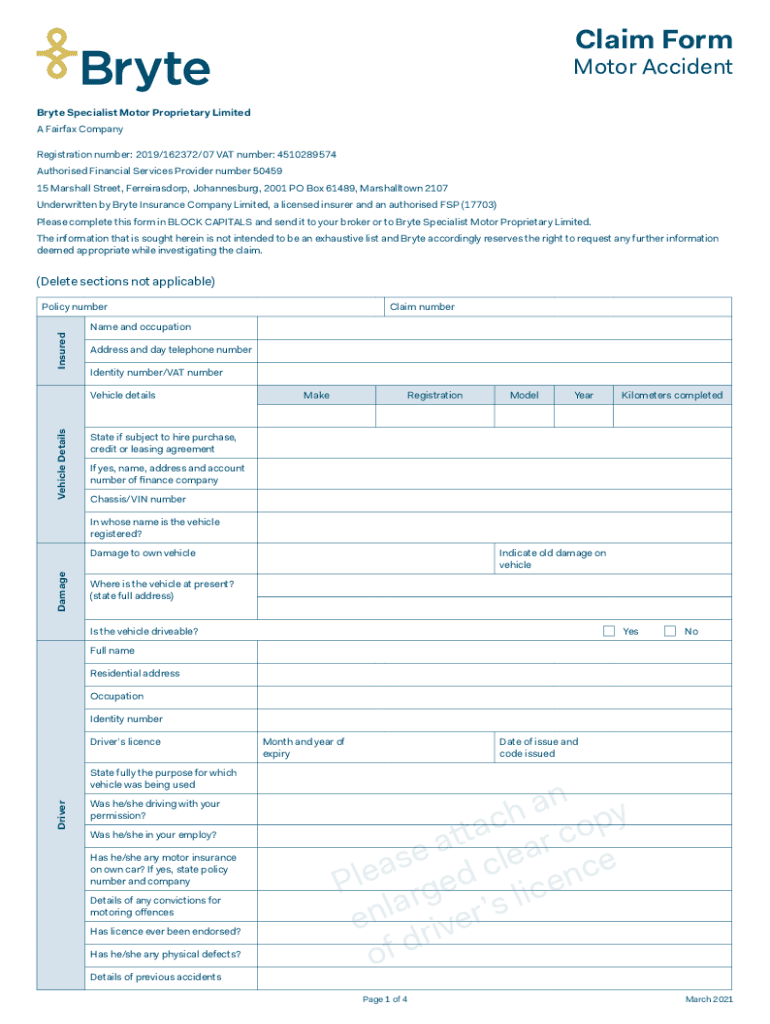 bryte travel insurance claim Preview on Page 1.