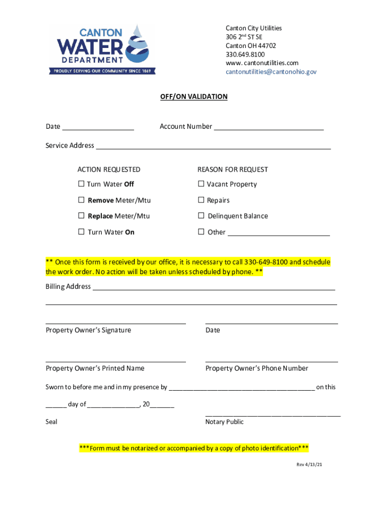 Fillable Online Utility Billing Collections 2 Payment Canton