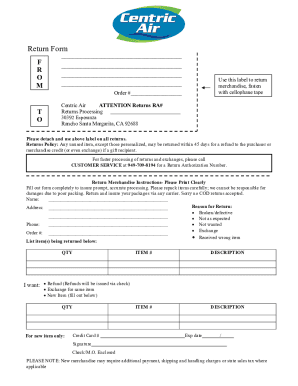 Fillable Online Merchandise Return Form Templates - Word Excel FormatsReturn Merchandise ...