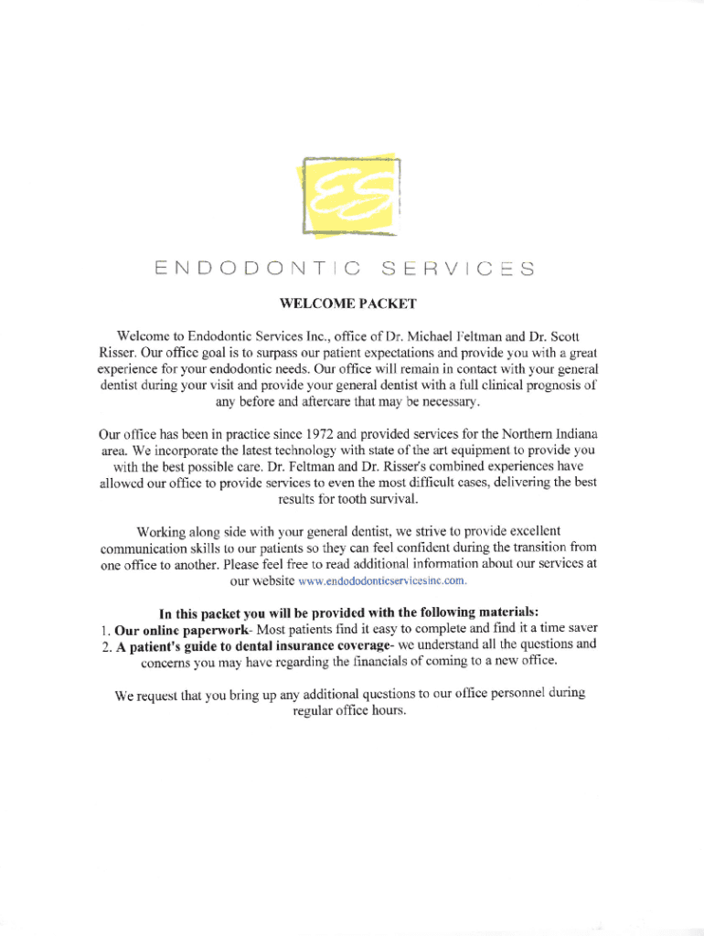 Fillable Online Endodontic Services, Inc (574) 2325866 South Bend