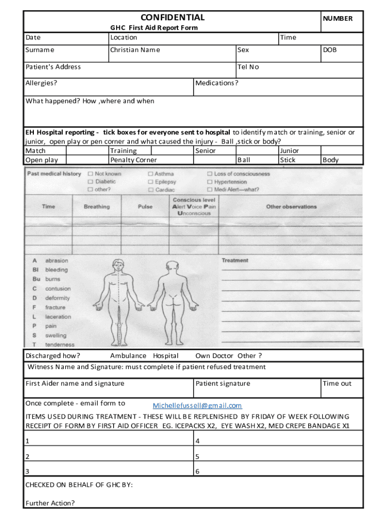 Fillable Online First Aid Report Form template (Free to use, better