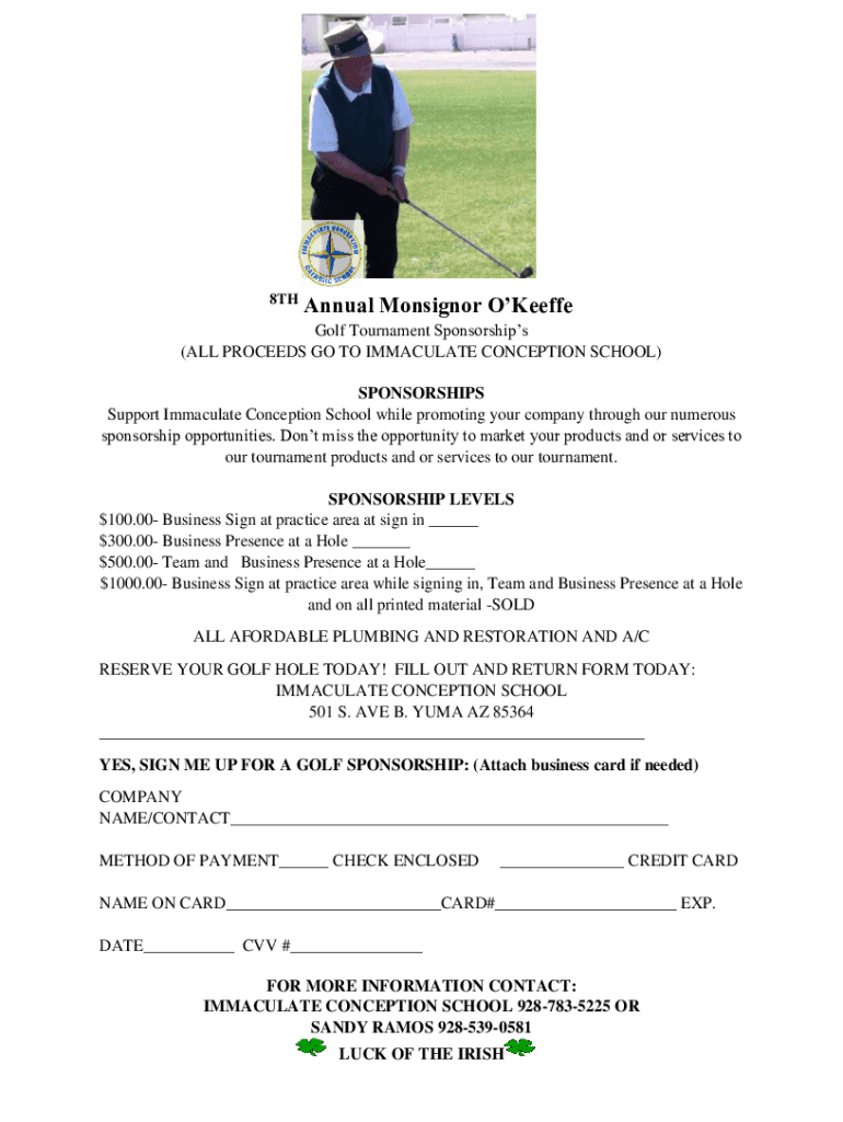 Fillable Online 8TH ANNUAL GOLF TOURNAMENT MAY - Yuma, Arizona Fax