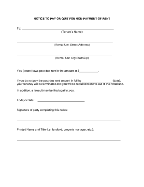 Fillable Online Free Eviction Notice Templates Notices to Quit (ALL ...