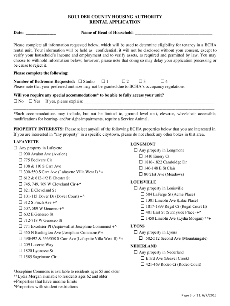 Fillable Online Housing Choice Vouchers Boulder County Fax Email