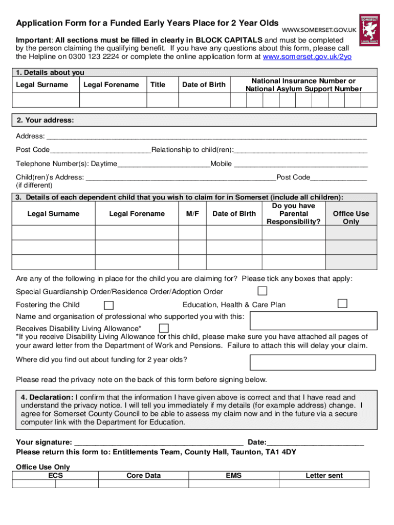 Fillable Online Application Form for Free School Meals - eyalliance.org ...