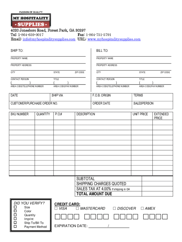Fillable Online MAYFAIR HOTEL SUPPLY COMPANY Fax Email Print pdfFiller