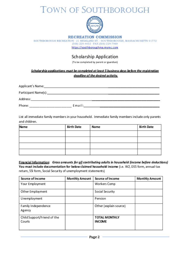 Southborough Recreation Department: Facility Details Preview on Page 1