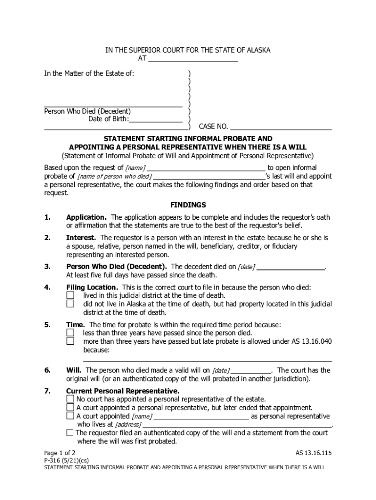 alaska probate forms Preview on Page 1