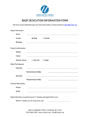 Baby Dedication Information Form