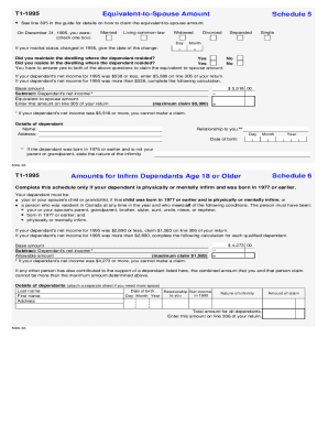 5006-S5 Schedule 5-6 - T1 General 1995 - Equivalent-to-Spouse Amount - Amount for Infirm Dependants Age 18 or Older - Northwest Territories