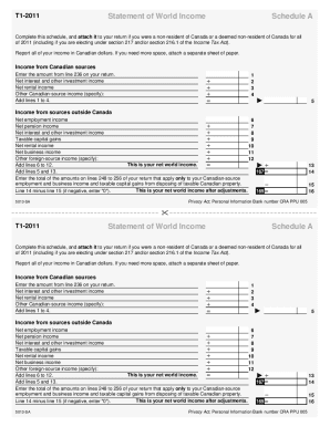 5013-SA T1 General 2011 - Schedule A - Statement of World Income - Non-Residents of Canada - Non-residents and deemed residents of Canada