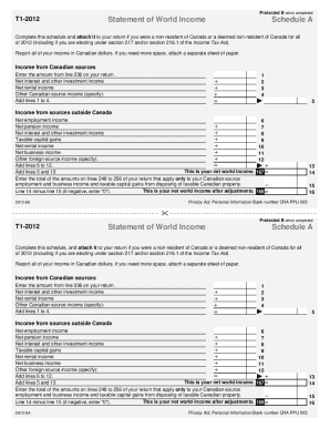 5013-SA T1 General 2012 - Schedule A - Statement of World Income - Non-Residents of Canada - Non-residents and deemed residents of Canada