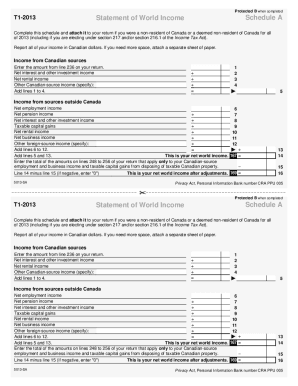 5013-SA T1 General 2013 - Schedule A - Statement of World Income - Non-Residents of Canada - Non-residents and deemed residents of Canada