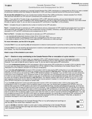 5000-S8 T1 General 2014 - Schedule 8 - Canada Pension Plan Contributions and Overpayment - Non-residents and deemed residents of Canada