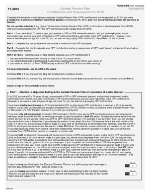 5000-S8 T1 General 2015 - Schedule 8 - Canada Pension Plan Contributions and Overpayment - Non-residents and deemed residents of Canada