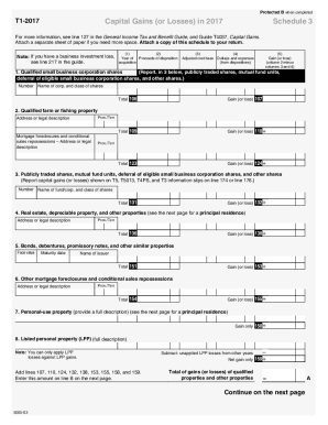 5000-S3 T1 General 2017 - Schedule 3 - Capital Gains (or Losses) in 2017 - Common to all - Non-residents and deemed residents of Canada