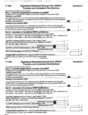 5003-S7 Schedule 7 - Nova Scotia - T1 General 1994 - Registered retirement savings plan (RRSP) Transfers and unclaimed contributions