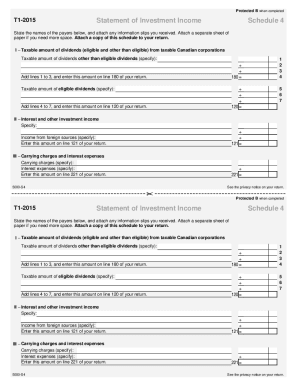 5000-S4 T1 General 2015 - Schedule 4 - Statement of Investment Income - Common to all - Non-residents and deemed residents of Canada