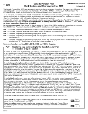 5000-S8 Schedule 8 - Canada Pension Plan Contributions and Overpayment for 2019 (for all except QC) - Newfoundland and Labrador