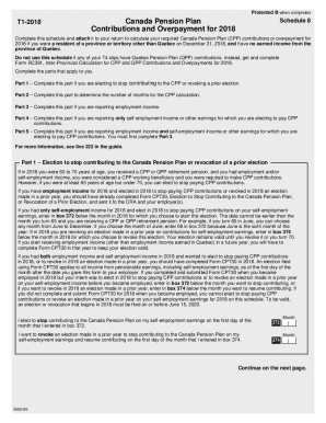 5000-S8 Schedule 8 - Canada Pension Plan Contributions and Overpayment for 2018 - Non-residents and deemed residents of Canada