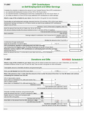 5000-S8-9 Schedule 8, Schedule 9 - Common (Except Quebec) - T1 General 2007 - Non-residents and deemed residents of Canada