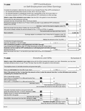 5000-S8-9 Schedule 8, Schedule 9 - Common (Except Quebec) - T1 General 2009 - Non-residents and deemed residents of Canada
