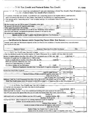 5010-S7 Schedule 7 - British Columbia - T1 General 1990 - Child tax credit and federal sales tax credit
