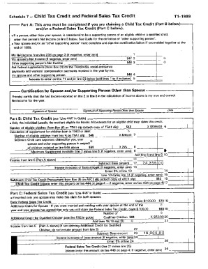 5001-S7 Schedule 7 - Newfoundland - T1 General 1989 - Child tax credit and federal sales tax credit