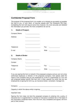 Confidential Proposal Form