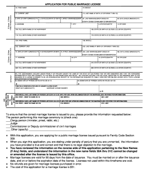 California Public Marriage License Application