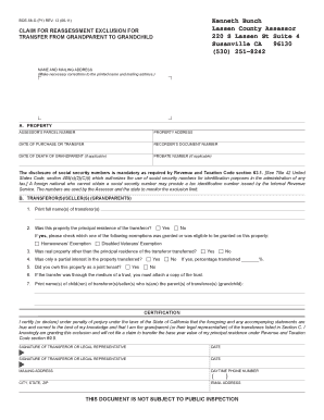 California Grandparent-Grandchild Reassessment Exclusion Claim