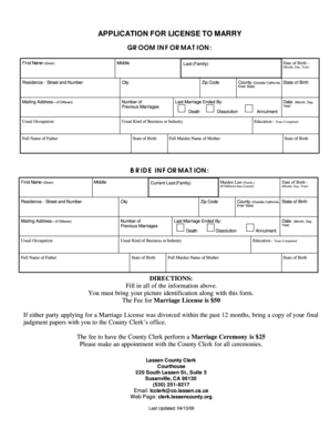 California Marriage License Application