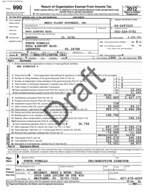 Form 990 2012 Tax Exempt Organization Return