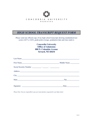 High School Transcript Request Form