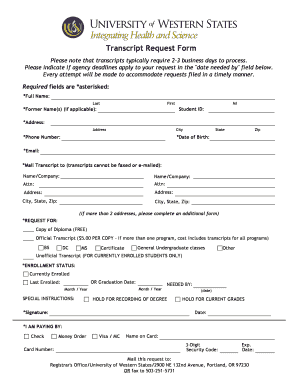 Transcript Request Form