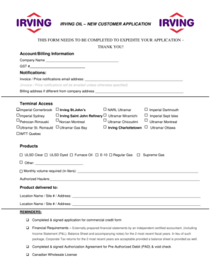 BAPPLICATIONb CHECKLIST-NHME - Irving Oil Commercial