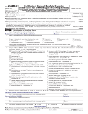 Form W-8BEN-E Certificate of Status of Beneficial Owner