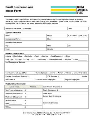 Small Business Loan Intake Form