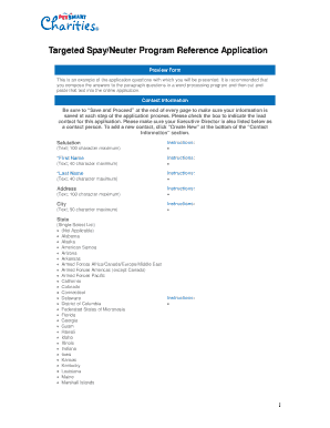 Targeted Spay/Neuter Program Application