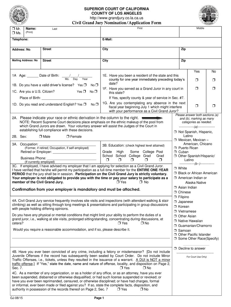 grand jury application form Preview on Page 1