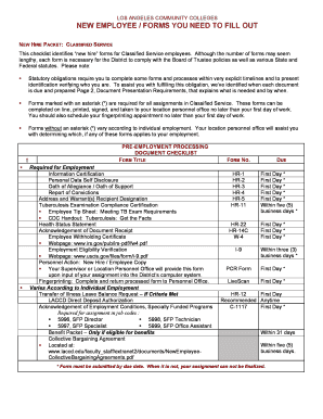 Los Angeles Community Colleges New Employee Forms