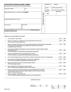 Hawaii Barber License Application