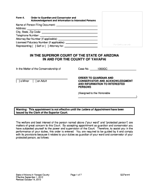 Order to Guardian and Conservator