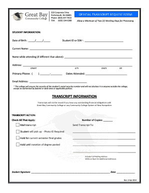 Official Transcript Request Form