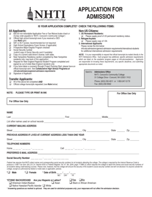 NHTI Admission Application Form