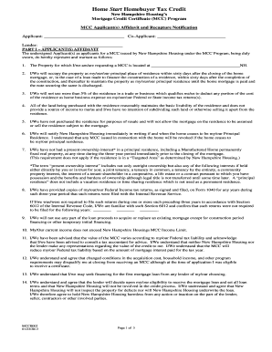 New Hampshire Homebuyer Tax Credit MCC Application
