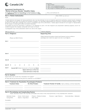 Mental Health Disability Claim Form