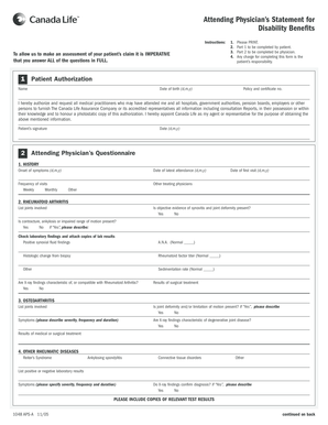 Attending Physician’s Statement for Disability Benefits